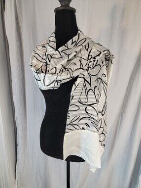 Gorgeous Black & White Abstract Silk Scarf